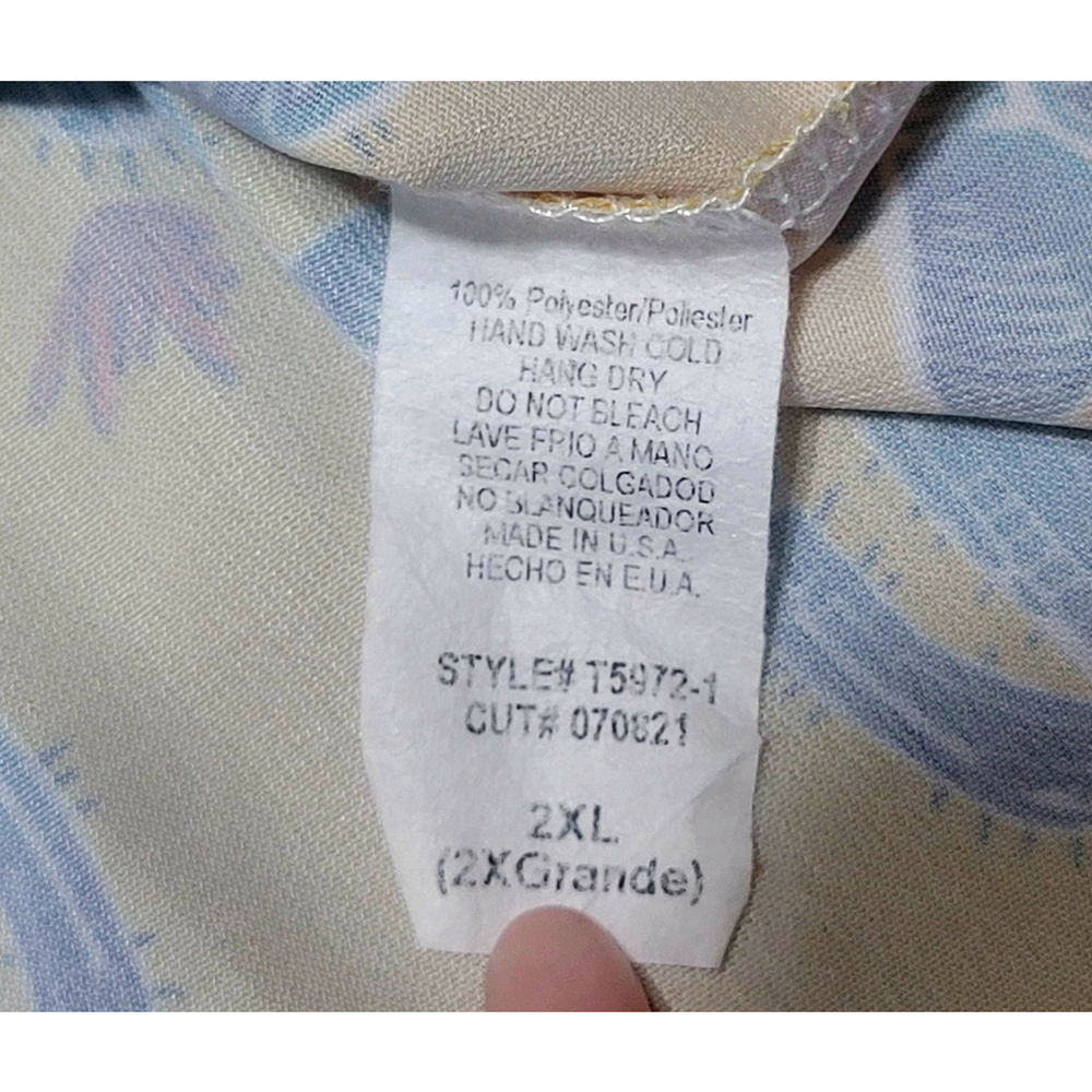 Vision Usa 2 XL Blouse Smocked Cuffs Yellow With Cactus Print - Picture 3 of 4